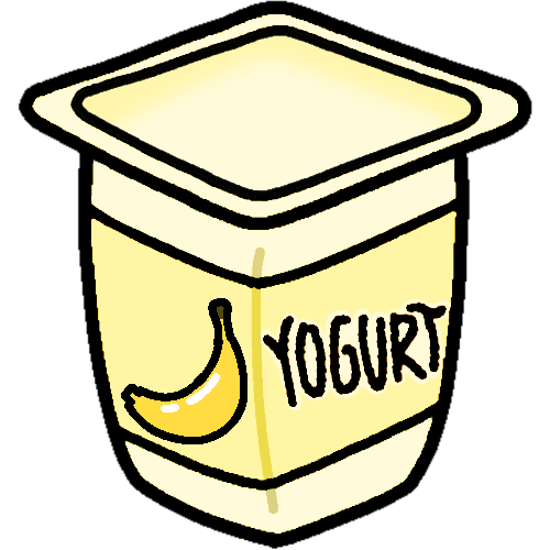 a light yellow cup of yogurt labeled as such with a banana graphic on the side.